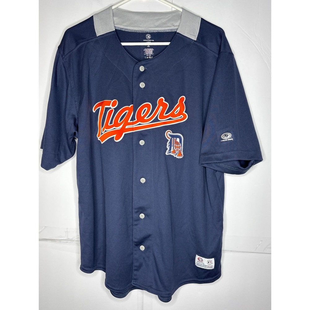 Detroit Tigers Baseball Jersey Majestic "Tigers" Script Logo Men's Large MLB
